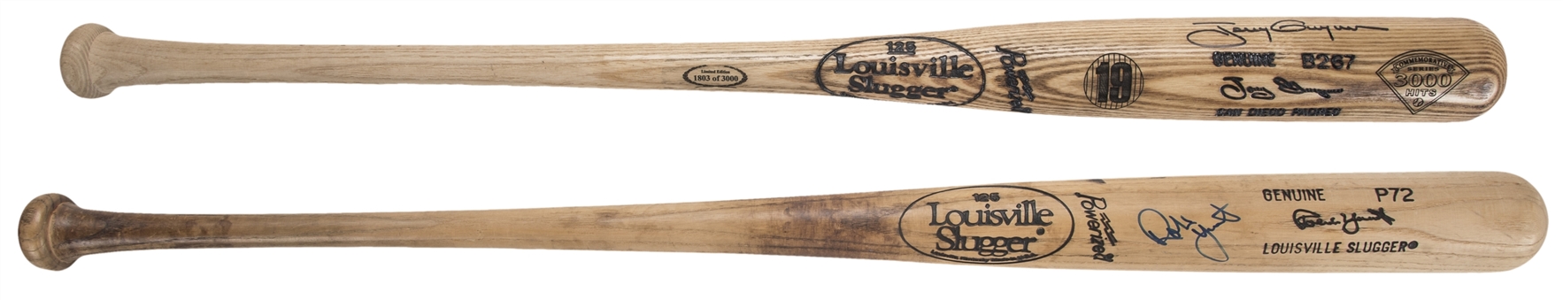 Lot of (2) Robin Yount & Tony Gwynn Single Signed Louisville Slugger Bats (PSA/DNA & JSA)